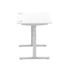 Air 800mm Height Adjustable Office Desk White Top Cable Ports Silver Leg - Price Crash Furniture