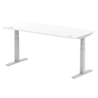 Air 800mm Height Adjustable Office Desk White Top Cable Ports Silver Leg - Price Crash Furniture