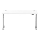 Air 800mm Height Adjustable Office Desk White Top Cable Ports Silver Leg - Price Crash Furniture