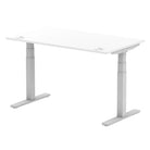 Air 800mm Height Adjustable Office Desk White Top Cable Ports Silver Leg - Price Crash Furniture