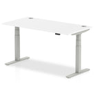 Air 800mm Height Adjustable Office Desk White Top Cable Ports Silver Leg - Price Crash Furniture