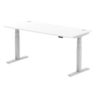 Air 800mm Height Adjustable Office Desk White Top Cable Ports Silver Leg - Price Crash Furniture