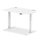 Air 800mm Height Adjustable Office Desk White Top Cable Ports White Leg - Price Crash Furniture