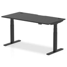 Air Black Series 800mm Height Adjustable Office Desk Black Top with Cable Ports Black Leg - Price Crash Furniture