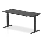 Air Black Series 800mm Height Adjustable Office Desk Black Top with Cable Ports Black Leg - Price Crash Furniture