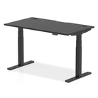 Air Black Series 800mm Height Adjustable Office Desk Black Top with Cable Ports Black Leg - Price Crash Furniture