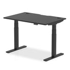 Air Black Series 800mm Height Adjustable Office Desk Black Top with Cable Ports Black Leg - Price Crash Furniture