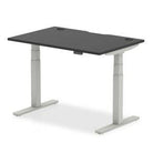 Air Black Series 800mm Height Adjustable Office Desk Black Top with Cable Ports Silver Leg - Price Crash Furniture