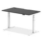 Air Black Series 800mm Height Adjustable Office Desk Black Top with Cable Ports White Leg - Price Crash Furniture