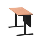 Air Modesty 600mm Height Adjustable Office Desk Beech Top Cable Ports Black Leg With Black Steel Modesty Panel - Price Crash Furniture