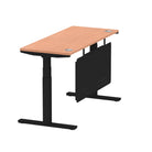 Air Modesty 600mm Height Adjustable Office Desk Beech Top Cable Ports Black Leg With Black Steel Modesty Panel - Price Crash Furniture