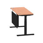 Air Modesty 600mm Height Adjustable Office Desk Beech Top Cable Ports Black Leg With Black Steel Modesty Panel - Price Crash Furniture