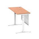 Air Modesty 600mm Height Adjustable Office Desk Beech Top Cable Ports White Leg With White Steel Modesty Panel - Price Crash Furniture