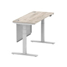 Air Modesty 600mm Height Adjustable Office Desk Grey Oak Top Cable Ports Silver Leg With Silver Steel Modesty Panel - Price Crash Furniture