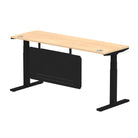 Air Modesty 600mm Height Adjustable Office Desk Maple Top Cable Ports Black Leg With Black Steel Modesty Panel - Price Crash Furniture