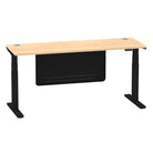 Air Modesty 600mm Height Adjustable Office Desk Maple Top Cable Ports Black Leg With Black Steel Modesty Panel - Price Crash Furniture