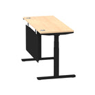 Air Modesty 600mm Height Adjustable Office Desk Maple Top Cable Ports Black Leg With Black Steel Modesty Panel - Price Crash Furniture