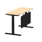 Air Modesty 600mm Height Adjustable Office Desk Maple Top Cable Ports Black Leg With Black Steel Modesty Panel - Price Crash Furniture