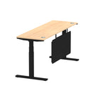 Air Modesty 600mm Height Adjustable Office Desk Maple Top Cable Ports Black Leg With Black Steel Modesty Panel - Price Crash Furniture