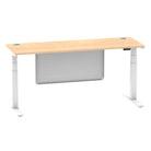 Air Modesty 600mm Height Adjustable Office Desk Maple Top Cable Ports White Leg With White Steel Modesty Panel - Price Crash Furniture