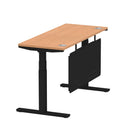 Air Modesty 600mm Height Adjustable Office Desk Oak Top Cable Ports Black Leg With Black Steel Modesty Panel - Price Crash Furniture