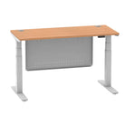 Air Modesty 600mm Height Adjustable Office Desk Oak Top Cable Ports Silver Leg With Silver Steel Modesty Panel - Price Crash Furniture