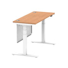 Air Modesty 600mm Height Adjustable Office Desk Oak Top Cable Ports White Leg With White Steel Modesty Panel - Price Crash Furniture