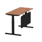 Air Modesty 600mm Height Adjustable Office Desk Walnut Top Cable Ports Black Leg With Black Steel Modesty Panel - Price Crash Furniture