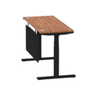 Air Modesty 600mm Height Adjustable Office Desk Walnut Top Cable Ports Black Leg With Black Steel Modesty Panel - Price Crash Furniture