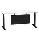 Air Modesty 600mm Height Adjustable Office Desk White Top Cable Ports Black Leg With Black Steel Modesty Panel - Price Crash Furniture