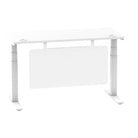 Air Modesty 600mm Height Adjustable Office Desk White Top Cable Ports White Leg With White Steel Modesty Panel - Price Crash Furniture