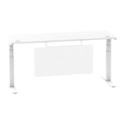 Air Modesty 600mm Height Adjustable Office Desk White Top Cable Ports White Leg With White Steel Modesty Panel - Price Crash Furniture