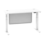 Air Modesty 600mm Height Adjustable Office Desk White Top Cable Ports White Leg With White Steel Modesty Panel - Price Crash Furniture