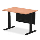 Air Modesty 800mm Height Adjustable Office Desk Beech Top Black Leg With Black Steel Modesty Panel - Price Crash Furniture