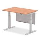 Air Modesty 800mm Height Adjustable Office Desk Beech Top Silver Leg With Silver Steel Modesty Panel - Price Crash Furniture