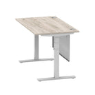 Air Modesty 800mm Height Adjustable Office Desk Grey Oak Top Cable Ports Silver Leg With Silver Steel Modesty Panel - Price Crash Furniture