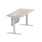 Air Modesty 800mm Height Adjustable Office Desk Grey Oak Top Cable Ports Silver Leg With Silver Steel Modesty Panel - Price Crash Furniture