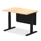 Air Modesty 800mm Height Adjustable Office Desk Maple Top Black Leg With Black Steel Modesty Panel - Price Crash Furniture