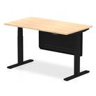 Air Modesty 800mm Height Adjustable Office Desk Maple Top Black Leg With Black Steel Modesty Panel - Price Crash Furniture