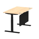 Air Modesty 800mm Height Adjustable Office Desk Maple Top Cable Ports Black Leg With Black Steel Modesty Panel - Price Crash Furniture