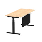 Air Modesty 800mm Height Adjustable Office Desk Maple Top Cable Ports Black Leg With Black Steel Modesty Panel - Price Crash Furniture