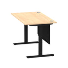 Air Modesty 800mm Height Adjustable Office Desk Maple Top Cable Ports Black Leg With Black Steel Modesty Panel - Price Crash Furniture