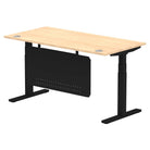 Air Modesty 800mm Height Adjustable Office Desk Maple Top Cable Ports Black Leg With Black Steel Modesty Panel - Price Crash Furniture