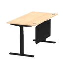 Air Modesty 800mm Height Adjustable Office Desk Maple Top Cable Ports Black Leg With Black Steel Modesty Panel - Price Crash Furniture