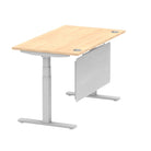 Air Modesty 800mm Height Adjustable Office Desk Maple Top Cable Ports Silver Leg With Silver Steel Modesty Panel - Price Crash Furniture