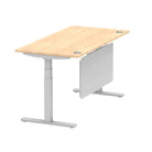 Air Modesty 800mm Height Adjustable Office Desk Maple Top Cable Ports Silver Leg With Silver Steel Modesty Panel - Price Crash Furniture