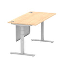 Air Modesty 800mm Height Adjustable Office Desk Maple Top Cable Ports Silver Leg With Silver Steel Modesty Panel - Price Crash Furniture