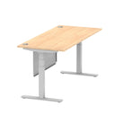 Air Modesty 800mm Height Adjustable Office Desk Maple Top Cable Ports Silver Leg With Silver Steel Modesty Panel - Price Crash Furniture