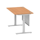 Air Modesty 800mm Height Adjustable Office Desk Oak Top Cable Ports Silver Leg With Silver Steel Modesty Panel - Price Crash Furniture