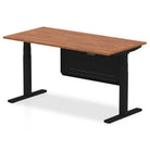 Air Modesty 800mm Height Adjustable Office Desk Walnut Top Black Leg With Black Steel Modesty Panel - Price Crash Furniture